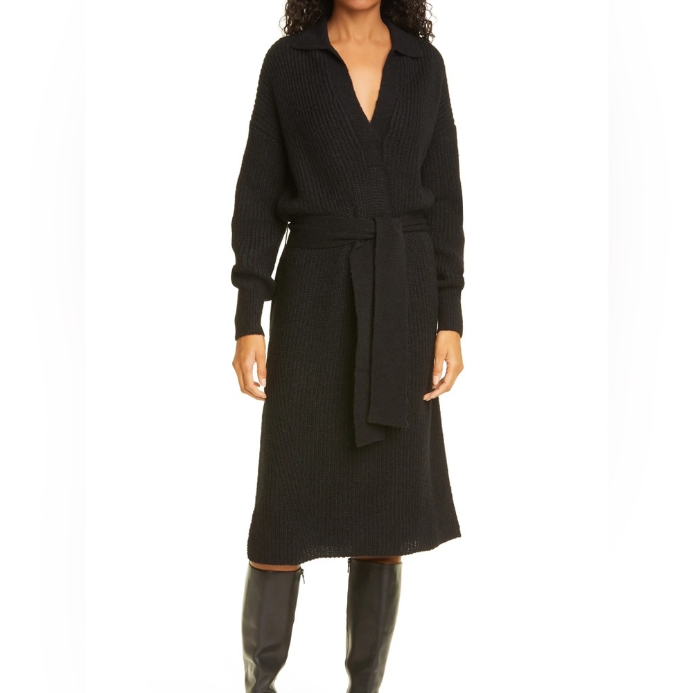 Eleven Six Jade Black Alpaca Midi Sweater Dress | XS-S